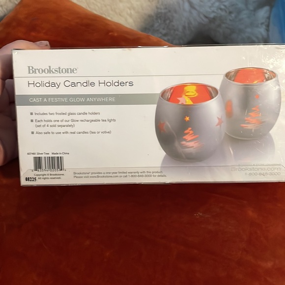 Brookstone Glow Holiday Candle Holders Silver Tree with Stars 607581 - Picture 3 of 5